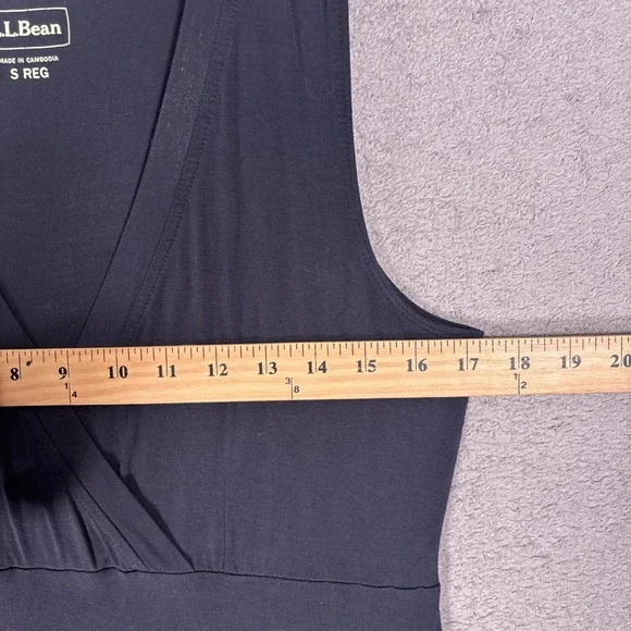 LL Bean Dress Womens Size S REG Black Sleeveless V Neck Midi Dress Rayon Spandex - Picture 15 of 16
